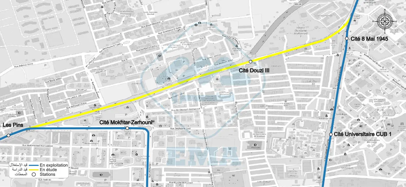 Projet de réalisation du raccordement de la ligne 1 du Tramway d'Alger reliant Cité Zerhouni Mokhtar à Bordj El-Kiffan