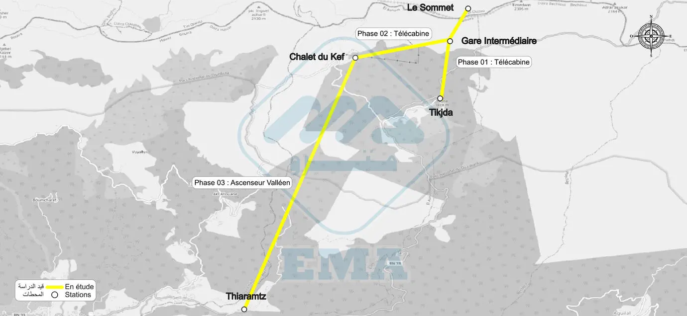 Projet d'étude pour la réalisation d'un système de transport par câble à usage touristique à Tikjda