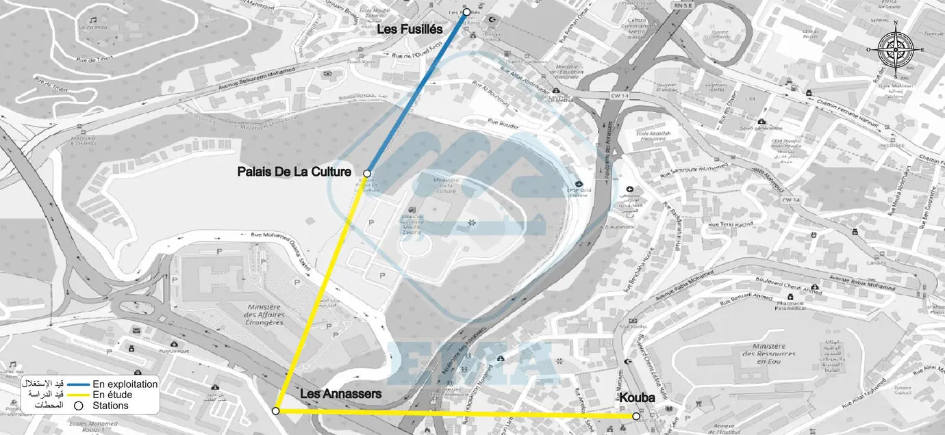 Projet d'étude pour l'extension du téléphérique reliant Palais de la Culture vers Kouba