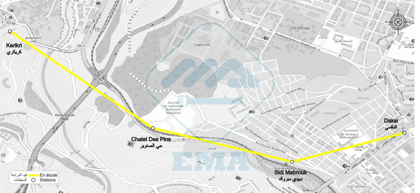 مشروع  دراسة لإنجاز نظام النقل بالكوابل في مدينة قسنطينة يربط كريكري بالدقسي