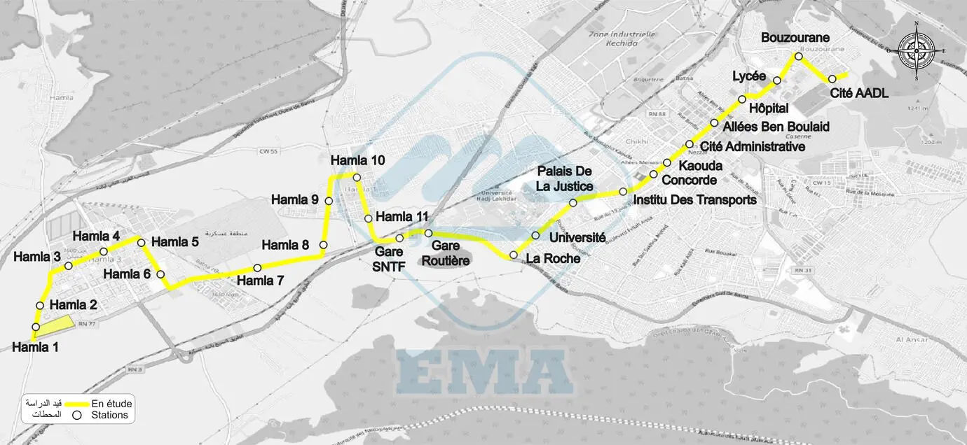 Projet de réalisation d'un Tramway dans la ville de Batna