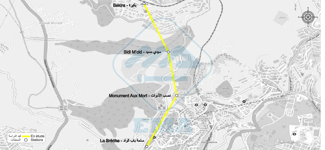 مشروع دراسة لإنجاز نظام النقل بالكوابل في مدينة قسنطينة يربط ساحة باب الواد ببكيرة